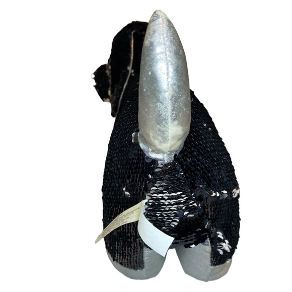 Dan Dee Dachshund Sequin Flip Plush Black & Silver Weiner Dog Stuffed Animal - Picture 3 of 16